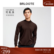 巴魯特【可機洗】100%純羊毛衫男士秋冬款修身打底針織衫保暖毛衣 棕色-半高領(lǐng) XL （180/100A）