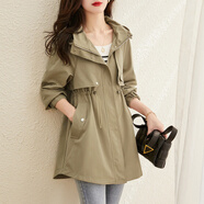 塔馳密司（touchmiss）連帽抽繩腰帶外套女秋季2025年新款韓版寬松慵懶風(fēng)百搭氣質(zhì)上衣 卡其色 S