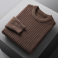 睿澈粗棒針修身毛衣男男新款男士冬季加厚粗線(xiàn)針織打底套頭長(cháng)袖大碼純 咖色【毛衫】 加厚 4XL 建議150-170斤