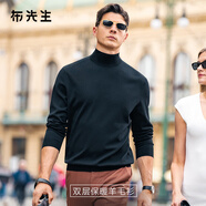 布先生【雙層保暖羊毛衫-中高領(lǐng)】長(cháng)袖針織衫毛衣純色羊毛衫內搭BT15560 鋼琴黑 3XL (190)