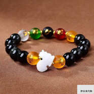 [央媽推薦】生肖屬雞吉祥佩戴物淘開(kāi)運閣五岳四神喜合吉貴宏手鏈2 黑曜石女款