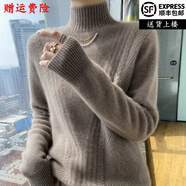 鄂爾呼倫羊絨世家純羊絨衫女士100山羊絨秋冬季半高領(lǐng)加厚毛衣打底衫 紫絨色 (升級禮盒包裝) XL