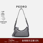 PEDRO新年禮物牛皮秋千包DEMI系列單肩腋下通勤斜挎包女包PW2-75210163 PW2-75210163-11錫器灰Grey S