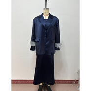 歐美跨境2026秋優(yōu)雅純色套裝寬松垂墜質(zhì)感演繹時(shí)尚打造別致氣質(zhì)風(fēng) (實(shí)拍圖）深藍色 XS