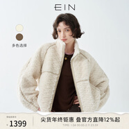 EIN【摩登機車(chē)風(fēng)】EIN PURE雙頭拉鏈彎刀袖毛絨短外套女2025秋冬新款 象牙白 S