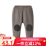 Auro Mesa秋冬新款寶寶打底褲韓版條紋補丁長(cháng)褲大PP彈力褲子外穿 咖條紋（加絨） 66cm