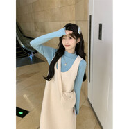 依樂(lè )琦韓系羊毛呢背心裙女秋冬甜美套裝小個(gè)子專(zhuān)屬 藍色打底衫 L