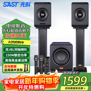 先科家庭ktv音響套裝卡拉ok音響家庭影院客廳電視k歌hifi有源音箱發(fā)燒級功放帶麥克風(fēng) 【JBL同軸喇叭】金屬充電話(huà)筒+震天炮