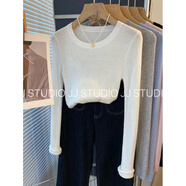 小紅書(shū)爆款多色可選 韓國修身薄款圓領(lǐng)羊毛針織衫女秋長(cháng)袖 白色 均碼