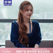 羅蒙品牌連帽針織開(kāi)衫毛衣女 2026秋冬許我耀眼趙露思許妍同款短外套 藏青色 【高品質(zhì)】 S  【80斤-90斤】
