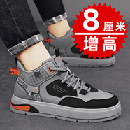 OLOME秋季新款馬丁靴男休閑隱形男士增高鞋10cm高幫百搭運動(dòng)板鞋內增高 K977黑灰/增高8cm 40