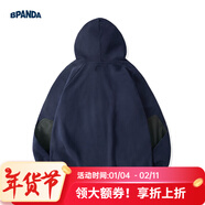 熊貓·本【常華森/官鴻同款】開(kāi)衫刺繡連帽衛衣男寬松日系休閑情侶外套 藏藍色 XL