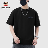 HAHA LULU白色短袖t恤男士夏季簡(jiǎn)約設計感字母純棉半截袖Y 黑色 (p流墨字簽胸標) XL (180) (推薦140-160斤)