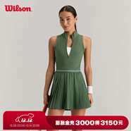 威爾勝（Wilson）官方夏季女士WINNING彈力透氣后背鏤空運動(dòng)網(wǎng)球修身連衣裙 梧桐青-WW00481511NVD 模特背面鏤空處橫條為內衣搭配 M /170/88A