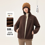 雪中飛外套女加絨百搭休閑時(shí)尚防風(fēng)立領(lǐng)搖粒絨上衣 咖啡色加絨    XL   