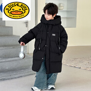 G.duck新品2025秋冬新款韓版兒童中長(cháng)款羽絨棉服中大童絨服男女寶寶加厚 黑色 130 cm