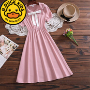 G.duck女大童連衣裙森系夏裝13少女孩12-15歲初中學(xué)生11娃娃領(lǐng)過(guò)膝裙 粉紅色 160 S【建議體重65-85斤】