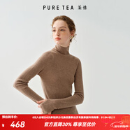茶·愫【明星同款】puretea茶愫高領(lǐng)針織衫女堆堆袖打底毛衣秋季新款 砂杏（中領(lǐng)） L