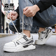 森馬新款男女款厚底增高運動(dòng)休閑鞋男滑板鞋情侶款鞋 深灰米 41