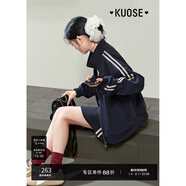 闊色（kuose）休閑翻領(lǐng)外套半身裙套裝運動(dòng)風(fēng)衛衣2025秋季新款女上衣短裙子 藏藍色外套2006 M