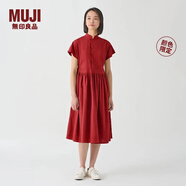 MUJI MUJI IDEE 女式 平紋 無(wú)袖連衣裙 女裝裙子夏季 GAD13C4S 深紅色 L (165/88A)