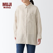 MUJI MUJI 女式 亞麻 水洗寬版襯衫長(cháng)袖休閑百搭襯衫襯衣BCJ22C2S 原色 XS-S