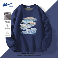 回力美式情侶衛衣冬季男女BF潮流外穿圓領(lǐng)衣服寬松秋冬加絨加厚抓絨衣 藍色(油畫(huà)藍調) S /165(回力潮牌品質(zhì)保障)