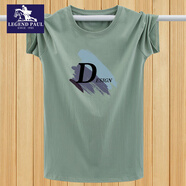 傳奇保羅運動(dòng)t恤男短袖夏季純棉半袖夏季寬松體恤圓領(lǐng)大碼打底衫男生汗衫 豆綠色(大D款) M 適合100至120斤