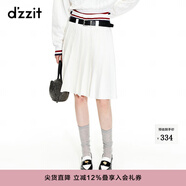 DZZIT明星同款地素春夏季學(xué)院風(fēng)針織半裙百褶裙女 白色 XS