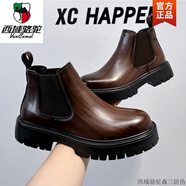 西域駱駝大碼春季馬丁靴45男士韓版切爾西男靴46英倫風(fēng)透氣套頭高幫皮鞋潮 3067紅棕色增高-駱駝官方品牌旗艦 38