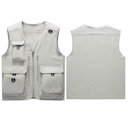 男士吉普盾馬甲背心工裝寬松戶(hù)外釣魚(yú)攝影師背心定制印logo工作服 735灰色 7XL 7XL
