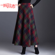 啄木鳥(niǎo)（TUCANO）羊Y毛呢半身裙女格子春秋長(cháng)裙大擺裙高腰顯瘦A字裙傘裙長(cháng)款呢子裙 綠格 L 【建議108-118斤】