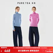 茶·愫【明星同款】puretea茶愫高領(lǐng)針織衫女堆堆袖打底毛衣秋季新款 粉紅（高領(lǐng)） S