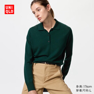 優(yōu)衣庫女裝精紡美利奴羊毛POLO領(lǐng)針織衫/通勤478333 55 青綠色 XS /150/76A