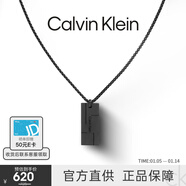 Calvin Klein  CK官方正品 小方塊男女項鏈 生日情人節禮物吊墜男 情侶款項鏈 黑色