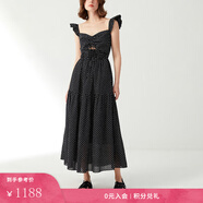 Fabrique【明星同款】小飛袖波點(diǎn)印花連衣裙新款度假風(fēng)茶歇裙裙子 黑色 XS （XS/P）