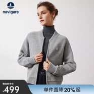 Navigare意大利小帆船女裝短外套秋冬季圈圈純羊毛夾克寬松小個(gè)子休閑女裝 冰河灰 S