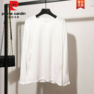 皮爾卡丹（pierre cardin）半高領(lǐng)加絨加厚打底衫女秋冬性感鏤空蕾絲T恤長(cháng)袖內搭洋氣上衣 純白T M