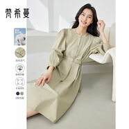 梵希蔓綠色法式超好看連衣裙女2025年春新款氣質(zhì)高級感收腰長(cháng)裙子 M5616 豆綠色 XL