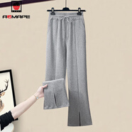 AEMAPE休閑褲女2025春秋冬新款時(shí)尚單套裝開(kāi)叉女裝氣質(zhì)休閑顯瘦百搭洋氣 灰色單褲子  常規 S _建議80-95斤