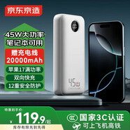 京東京造【蘋(píng)果17滿(mǎn)功率】45W充電寶20000毫安移動(dòng)電源3c認證可上飛機京東自營(yíng)適用蘋(píng)華為小米榮耀筆記本
