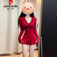 皮爾卡丹（pierre cardin）2026新款辣妹紅色洋裝子女性感欲包臀短裙初春季穿搭時(shí)尚潮流一整 紅色套裝【2025超火春裝穿搭/韓里韓氣穿搭/時(shí)尚 XL 60/65kg 超好看獨特漂亮裙子