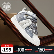 帕拉?。≒ALLADIUM）休閑鞋復古平跟圓頭系帶低幫男女同款板鞋99157 灰色/白 39