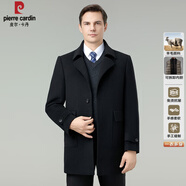 皮爾卡丹高端羊毛雙面呢大衣男中長(cháng)款商務(wù)休閑加厚保暖可拆內膽毛呢外套男 F8868黑色【西裝領(lǐng)可脫卸內膽】 L 175碼【建議130-144斤】