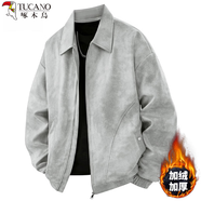 啄木鳥(niǎo)（TUCANO）美拉德男士皮衣外套夾克秋冬季加絨翻領(lǐng)寬松潮流痞帥休閑外套 太空灰【加絨款】 XL 【推薦145-165斤】