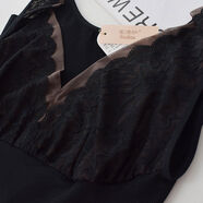 塞德納6953V領(lǐng)無(wú)袖無(wú)縫美體背心顯瘦緊身束身內衣蕾絲邊打底衣女 黑色 均碼 均碼