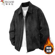 啄木鳥(niǎo)（TUCANO）美拉德男士皮衣外套夾克秋冬季加絨翻領(lǐng)寬松潮流痞帥休閑外套 黑色【加絨款】 XL 【推薦145-165斤】