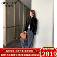 歐迪鳥(niǎo)（ODYBIRD）進(jìn)口天鵝絨貂皮大衣整貂小個(gè)子時(shí)尚年輕款顯瘦水貂毛皮草外套 黑色 S