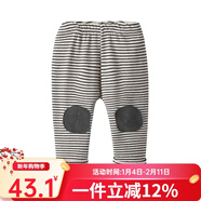 Auro Mesa秋冬新款寶寶打底褲韓版條紋補丁長(cháng)褲大PP彈力褲子外穿 白條紋（加絨） 66cm