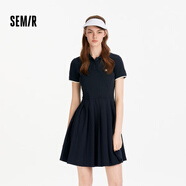 森馬（Semir）連衣裙女夏季撞色polo領(lǐng)短裙字母運動(dòng)風(fēng)學(xué)院風(fēng)百褶裙101325114051